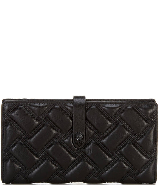 London Quilted Leather Bifold Wallet, Womens, Black