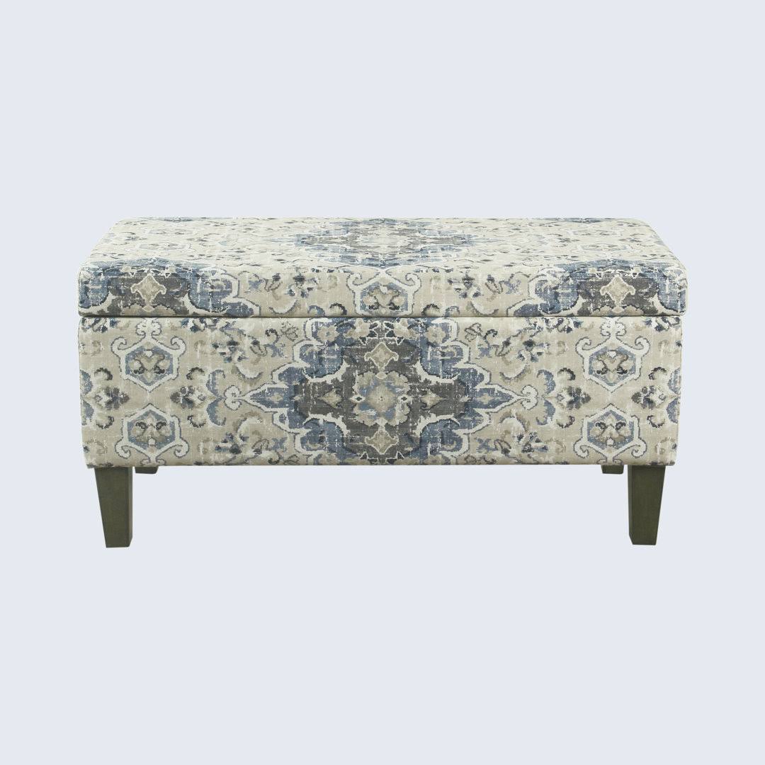 Lexie Storage Ottoman Upholstery Color: Antiqued Medallion Blue And Cream