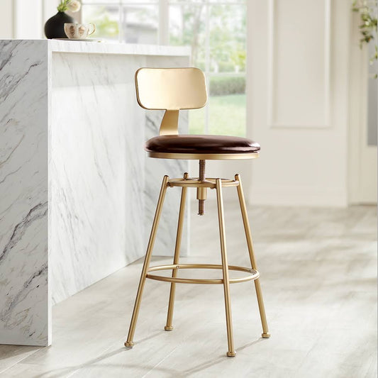 Lucia 25" High Gold And Brown Adjustable Counter Stool - Style #301k1