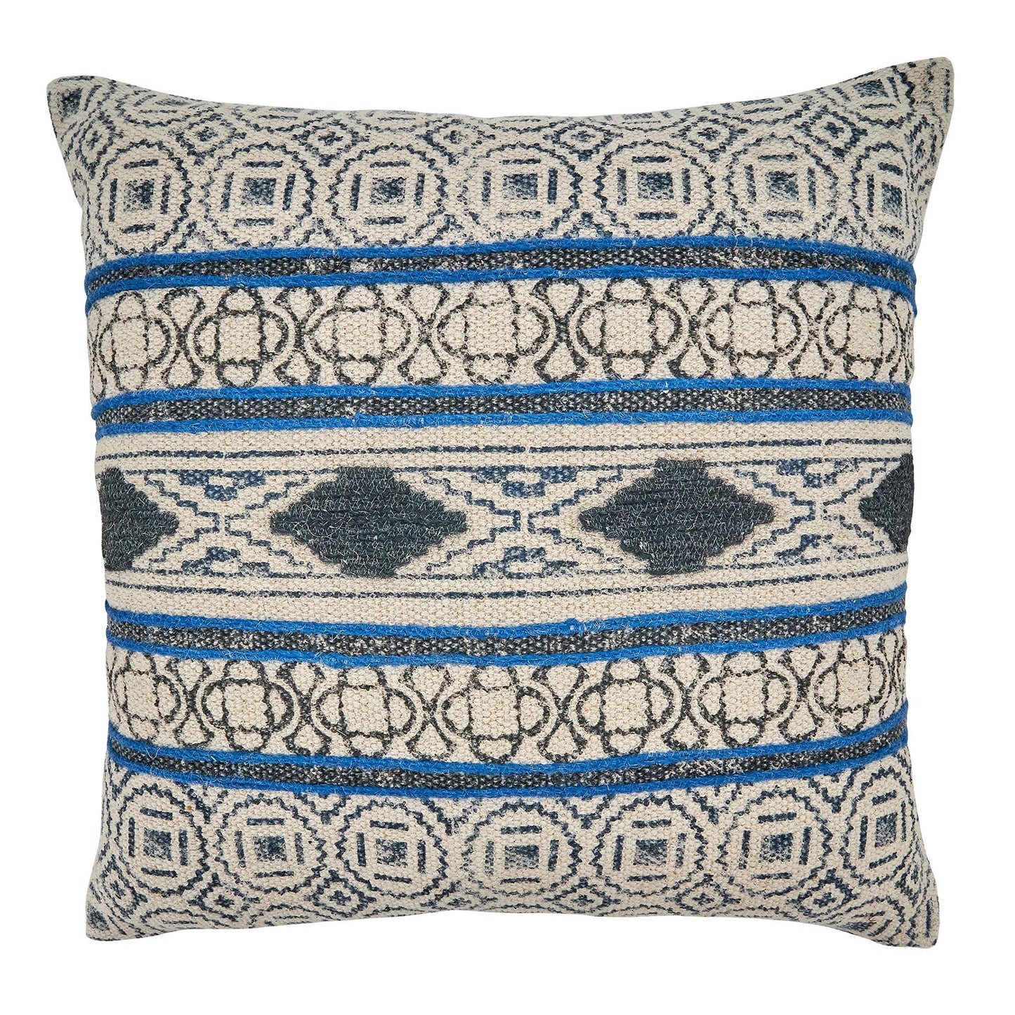 Lifestyle 2305.Bl20sd 20 In. Square Down-Filled Throw Pillow With Blue Boho Rug Design