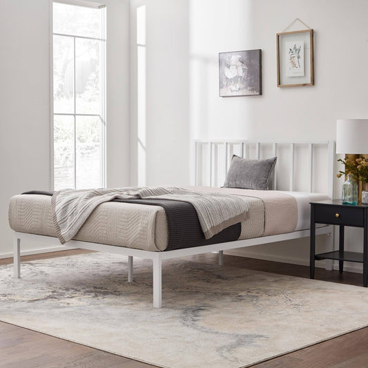 Lori Metal Platform Bed - Queen White