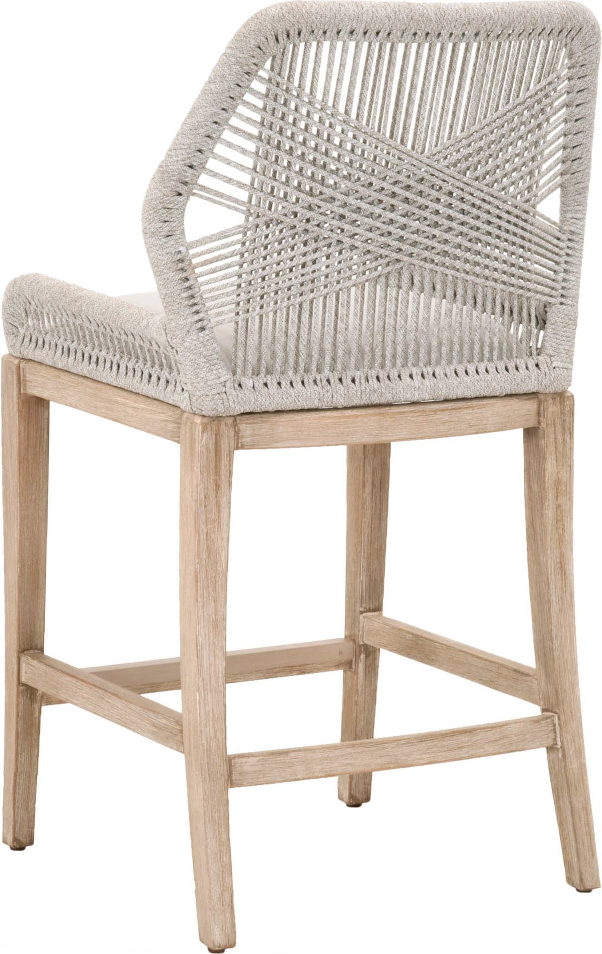 Loom Bar Stool Taupe White Flat Rope