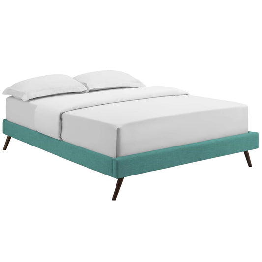 Loryn Queen Fabric Bed Frame With Round Splayed Legs - Teal