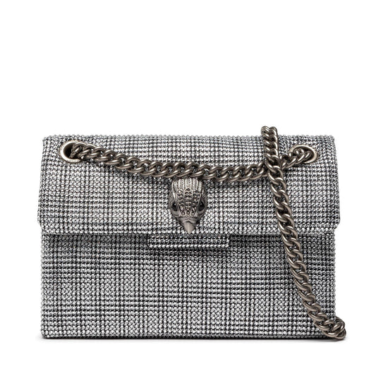 London Mini Kensington Houndstooth Crossbody Bag In Silver