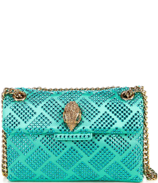 London Kensington Mini Embellished Satin Crossbody - Green