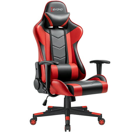 Lumbar Support & High Back Swivel Gaming Chair, Red