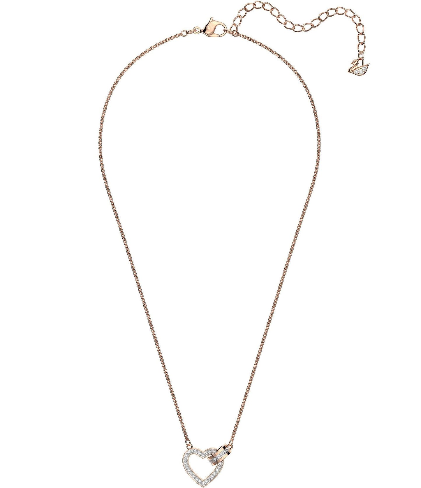 Lovely Necklace Heart White Rose-Gold Tone Plated