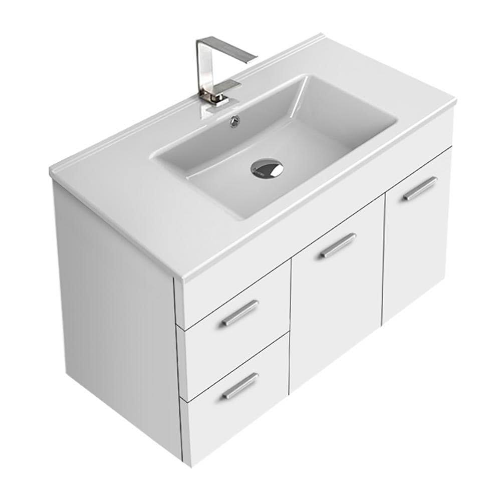 Lor10 Loren 33 Inch Wall Mounted Single Basin Vanity Set - White