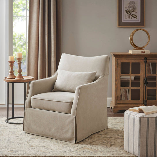 London Skirted Swivel Chair - Beige