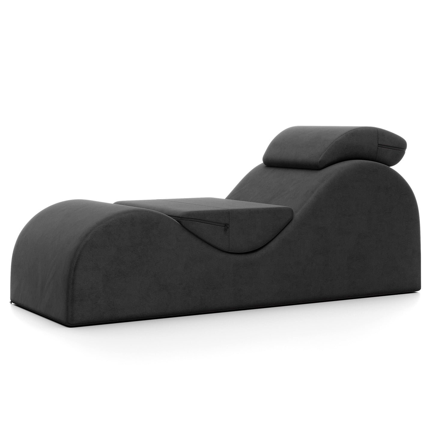 Luvu Lounger - Chaise Lounge Chair For Yoga, Exercise, Stretching, Massage And More - High Density Foam Core - Black