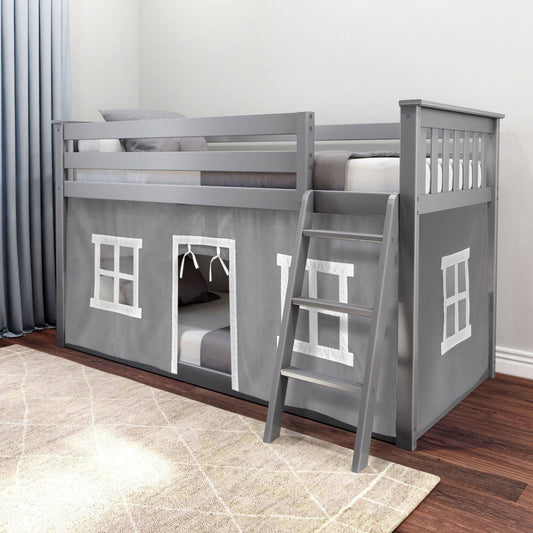 Low Bunk Bed Curtain - Grey / Grey/White | Max & Lily