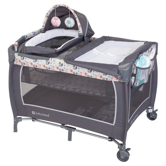 Lil Snooze Ii Nursery Center Playard - Forest Party Grey