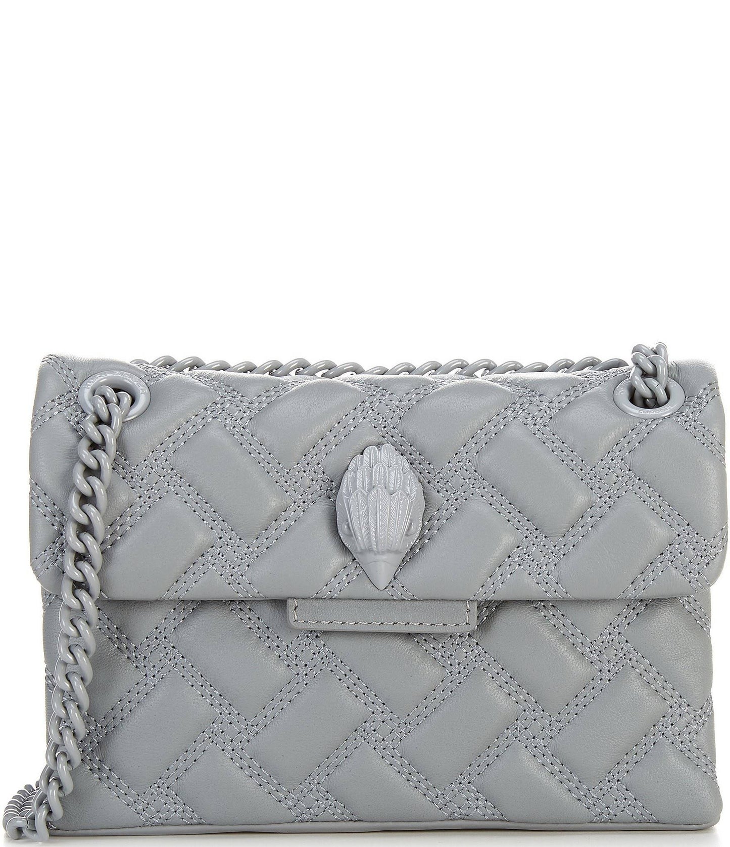 London Kensington Drench Quilted Mini Leather Crossbody Bag - Grey