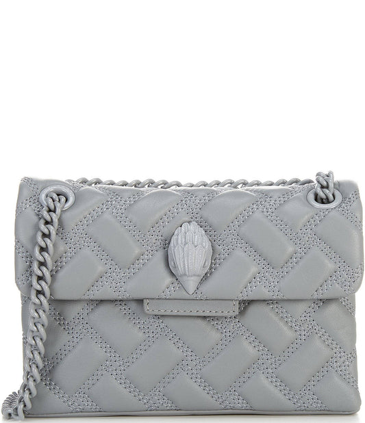 London Kensington Drench Quilted Mini Leather Crossbody Bag - Grey