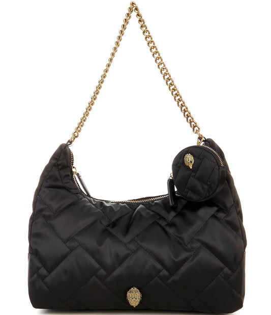 London Recycled Large Quilted Hobo Bag - Black