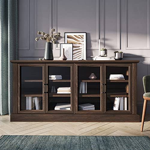 Liam 70" Rustic Farmhouse Wood Sideboard Universal Stand - Dark Walnut