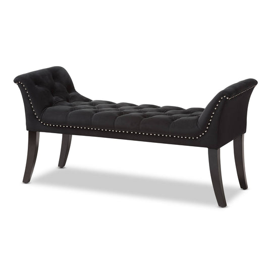 Luxe And Contemporary Velvet Upholstered Bench Black - Baxton Studio