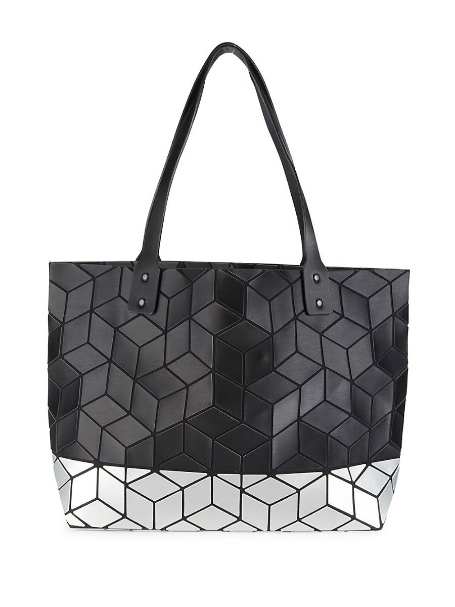 Luca Women's Geo Slanted Square Tote - Black