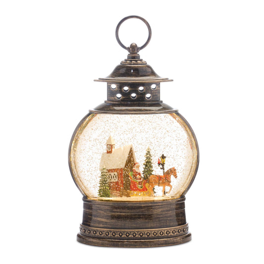 Led Snow Globe With Santa's Sleigh 11.5"H