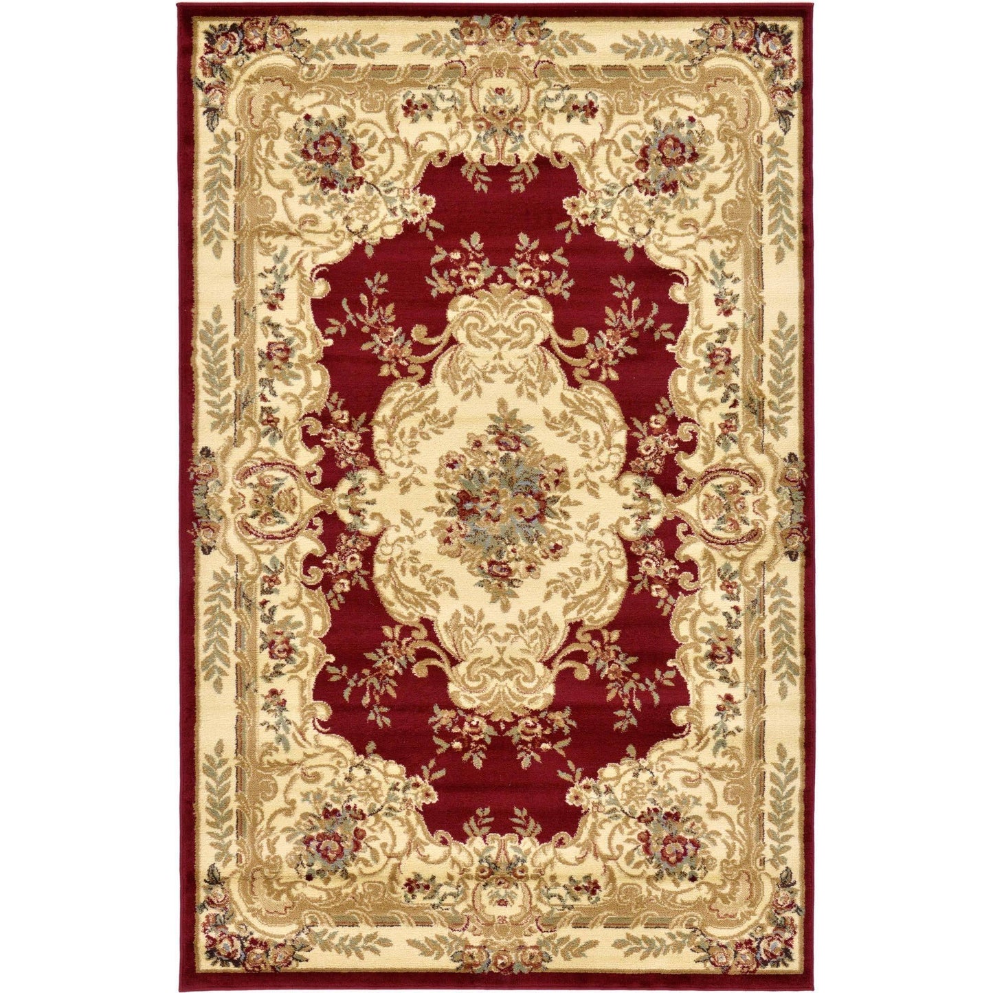 Leon Versailles Area Rug - 5' X 8' Red