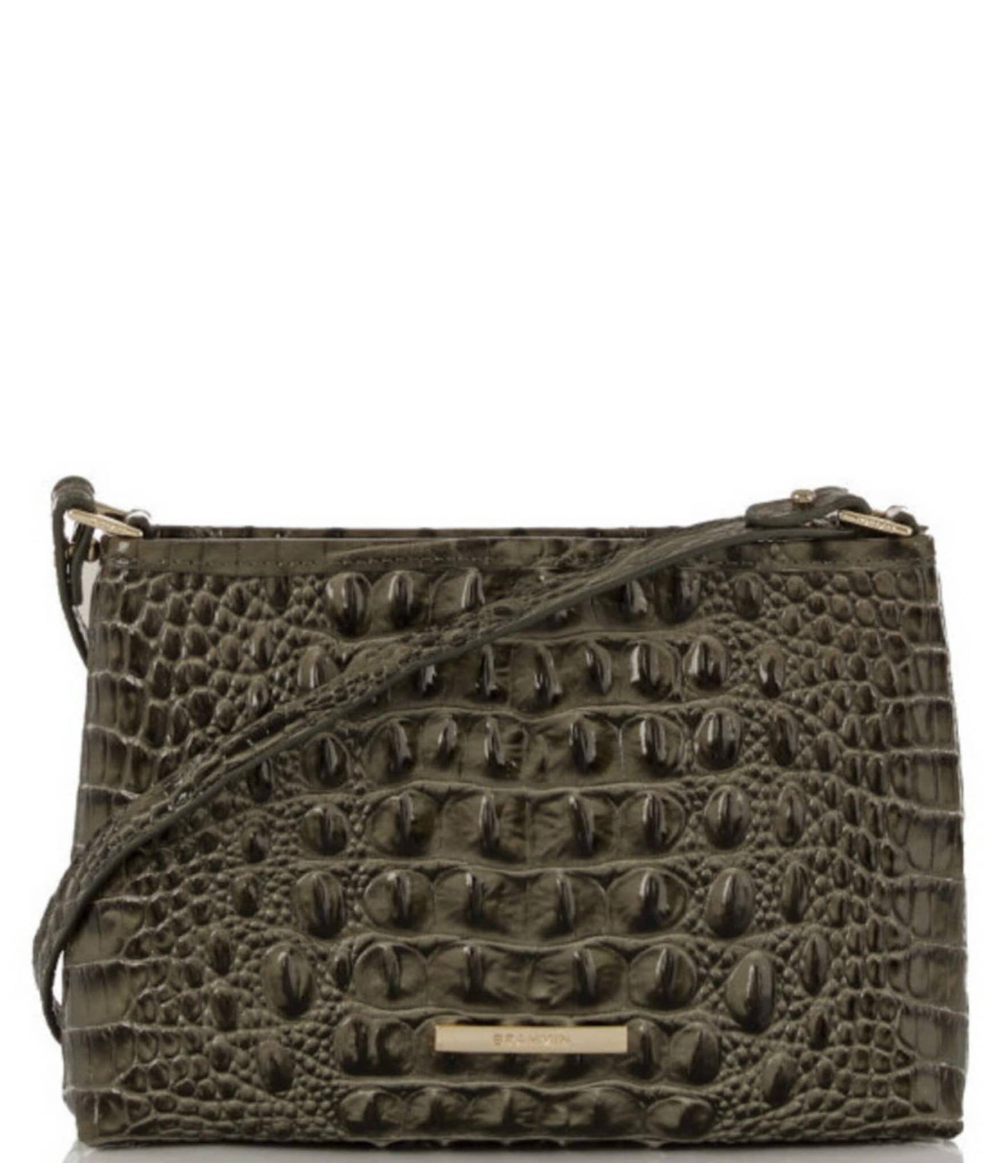 Lorelei Croc Embossed Leather Shoulder Bag In Hunter