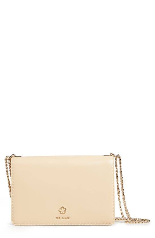 London Jorjey Flower Eyelet Flap Crossbody Bag In Natural