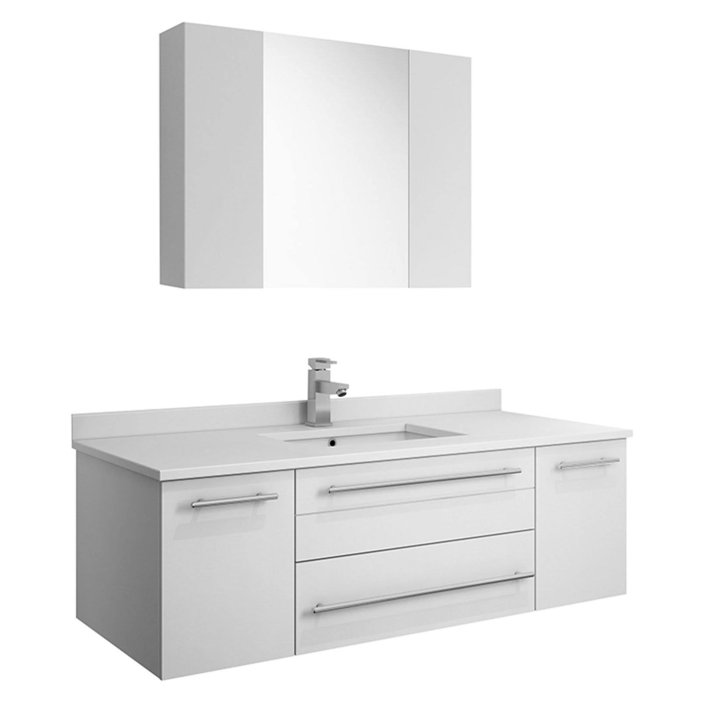 Lucera 42" Gray Wall Hung Modern Bathroom Cabinet W/ Top & Undermount Sink