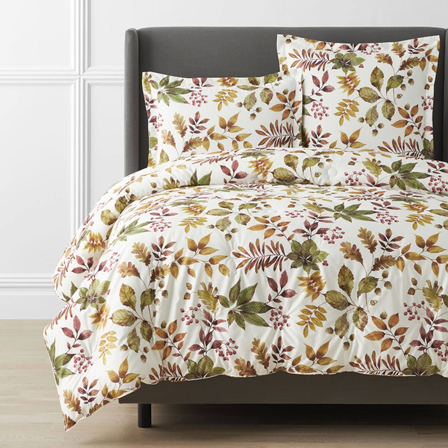 Legends Hotel Fall Leaves Wrinkle-Free Ivory Queen Sateen Comforter