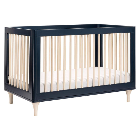 Lolly 3-In-1 Convertible Crib With Toddler Bed Conversion Kit - Navy/Washed Natural