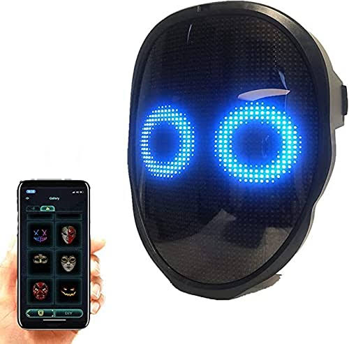 Led Face Mask With Bluetooth Programmable For Halloween, Costume Cosplay Party By Diy Light Up Luminou Shining Mask Gift