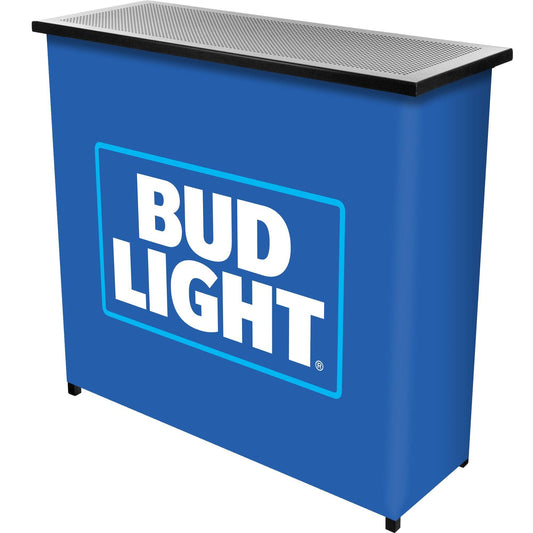 Light Metal 2-Shelf Portable Bar Table With Carrying Case