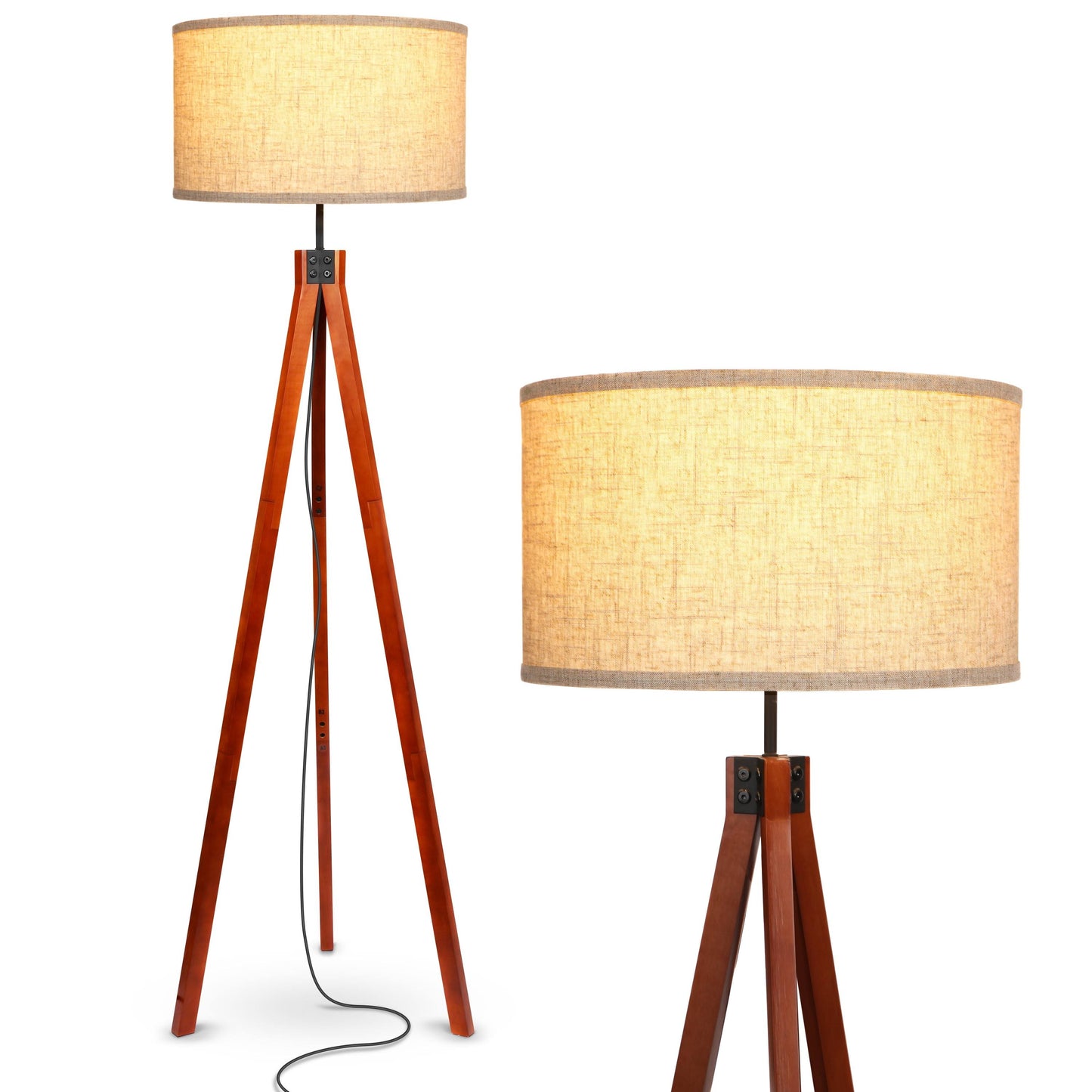 Led Wood Tripod Floor Lamp Mid Century Modern Light For Contemporary Living Rooms