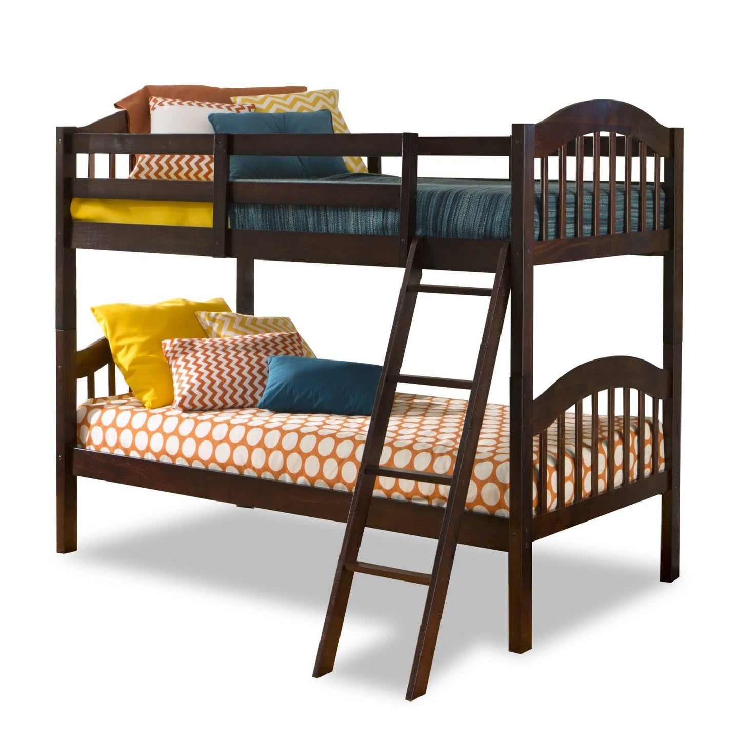 Long Horn Solid Hardwood Twin Bunk Bed, Espresso