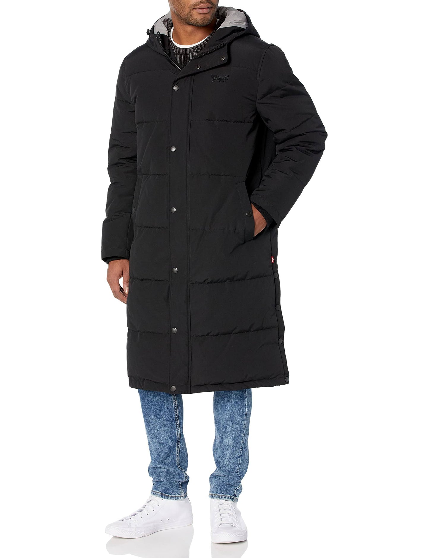 Long Hooded Puffer Parka Black