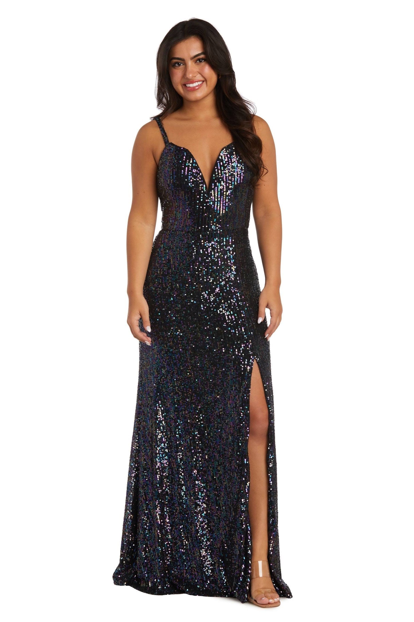 Long Sequin Sweetheart Neck W/Side Slit, 5