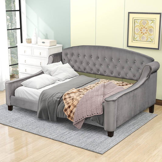 Leisure Zone Full Daybed With Trundle Upholstered Full Size Daybed