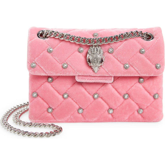 London Kensington Mini Velvet Jewel Crossbody Bag - Pink Comb