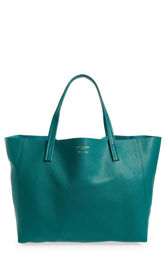 London Violet Leather Tote In Green