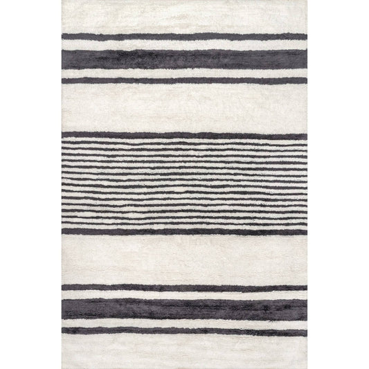 Liess X Rugsusa - Striped Wool Machine Washable Area Rug Ivory 3' X 5'