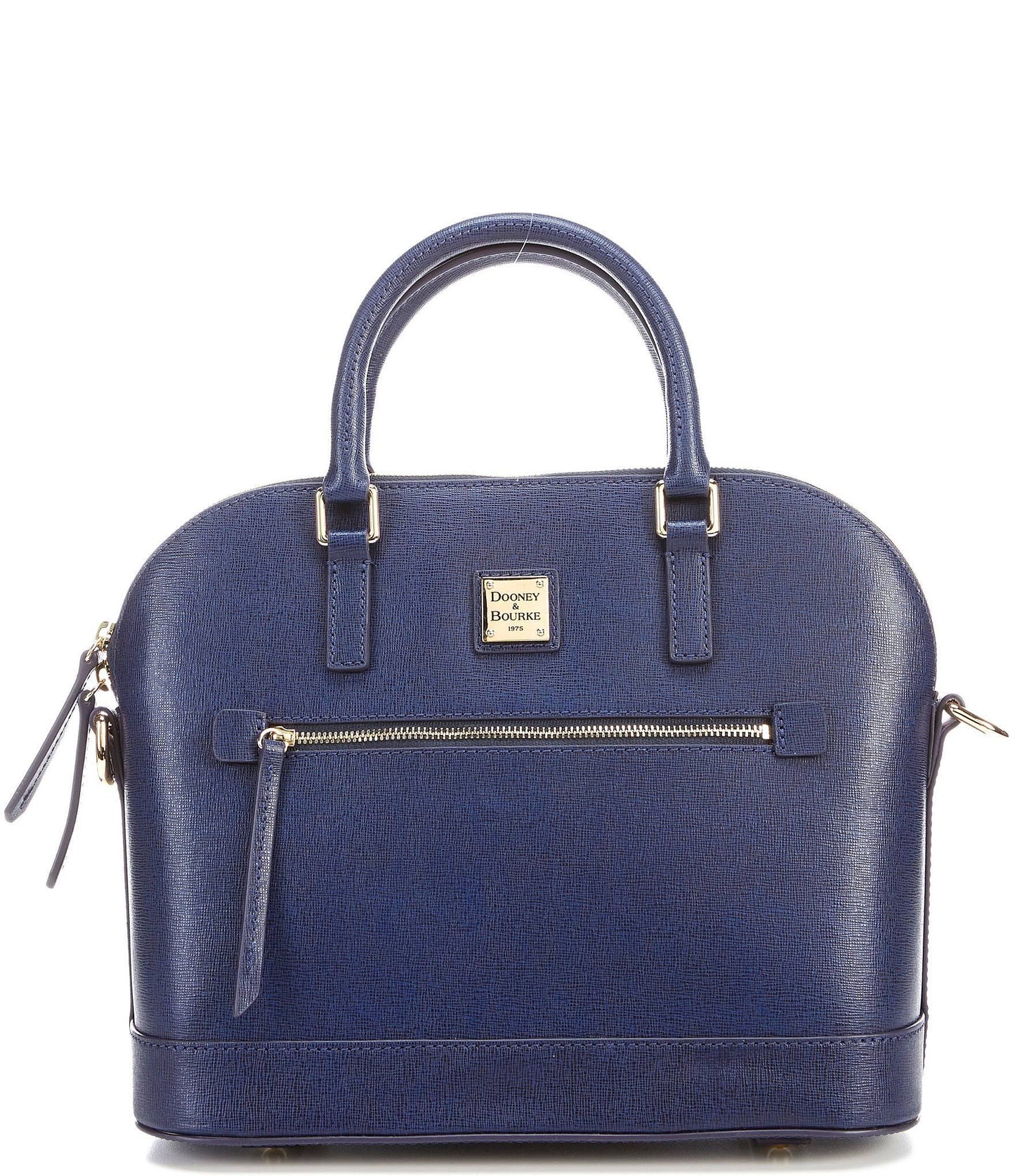 Leather Saffiano Domed Satchel ,Marine