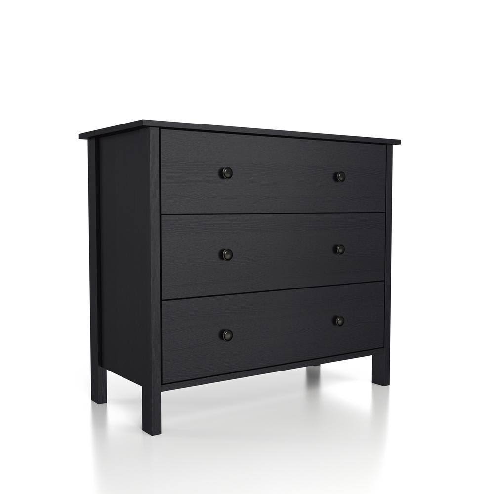 London 3-Drawer Black Chest Of Drawers 29 In. H X 34 In. W X 21 In. D