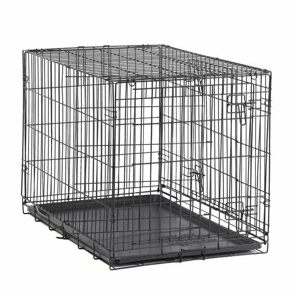 Life Double-Door Foldable Metal Wire Dog Crate With Divider, X-Large, 42"