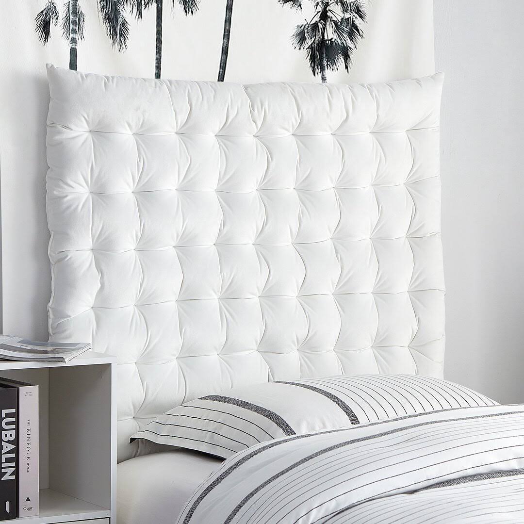 Long Twin Upholstered Panel Headboard Color: White