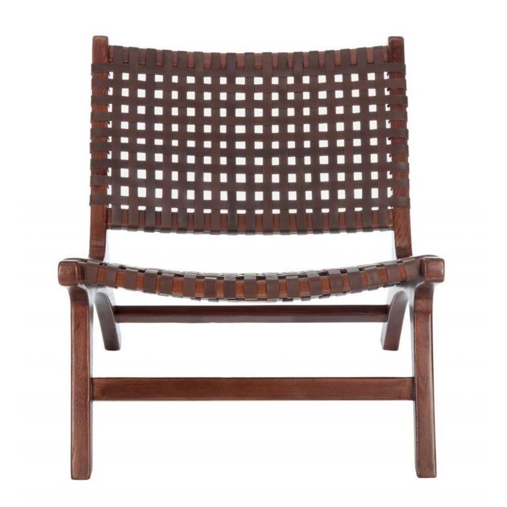 Luna Leather Woven Accent Chair - Brown