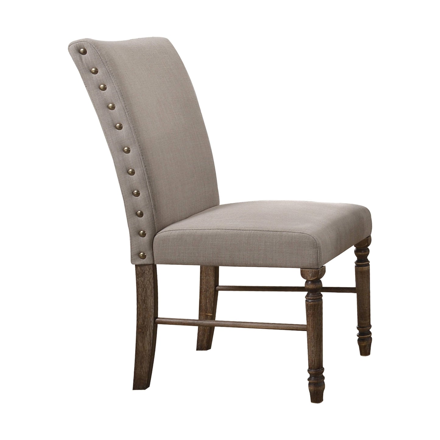 Leventis Side Chair (Set-2), Cream Fabric & Weathered Oak