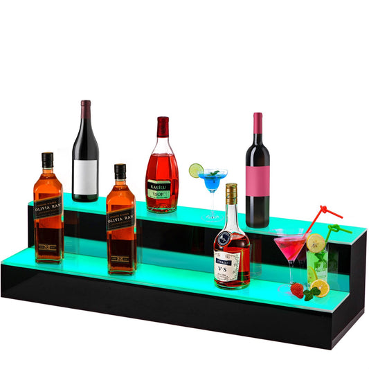 Led Lighted Liquor Bottle Display Shelf Led Bar Bottle Display 40" 2-Step