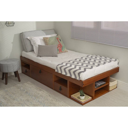 Low Profile Storage Platform Bed Color: Honey, Size: Twin