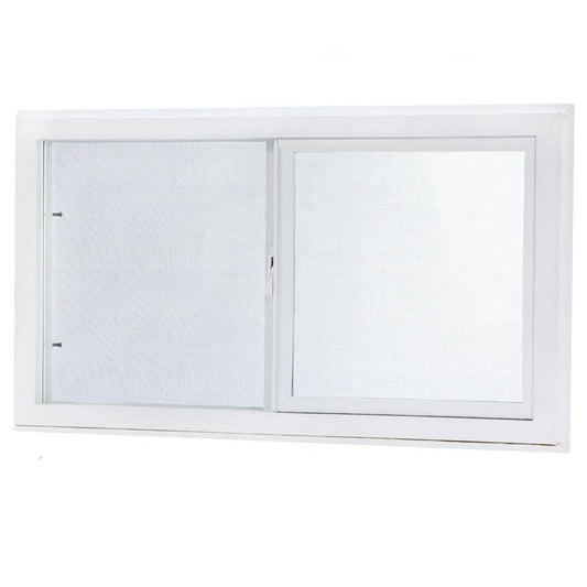 Left-Hand Single Sliding Vinyl Window White W/ Dual Pane Insulated Glass 32x14"