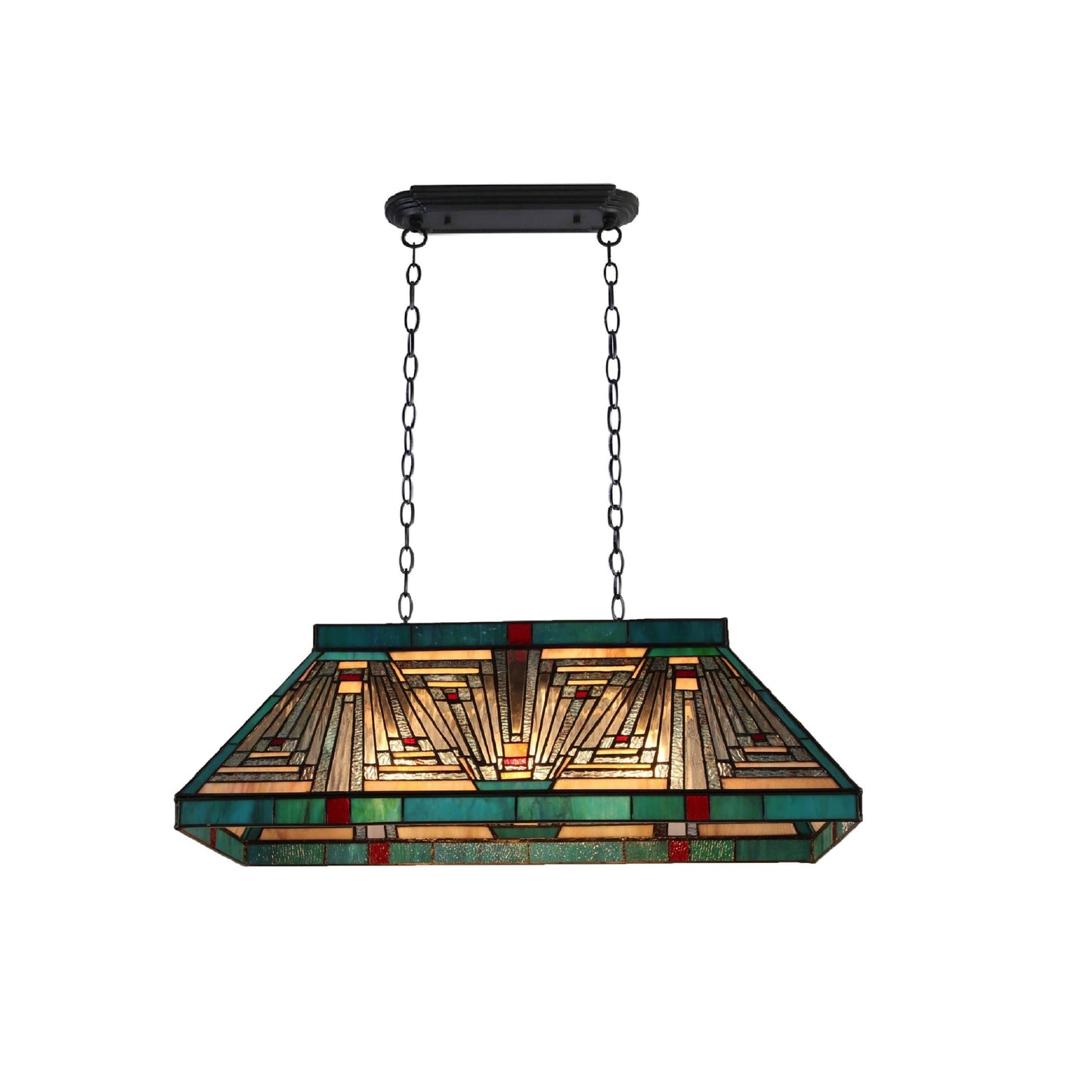 Lighting Tiffany Style Mission Design 3-Light Linear Island Fixture - Blackish Bronze