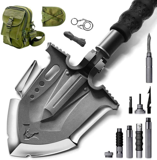 Lotoo Outdoor Camping 29.7 Inch Stainless Steel Survival Shovel Gray